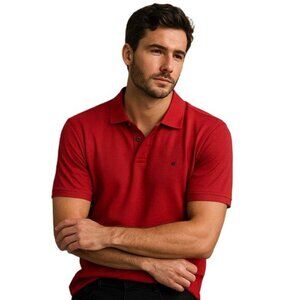 Izod Heritage Polo Golf Shirt Short Sleeve Side Slits Red Men's M